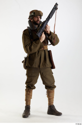 Whole Body Weapons-Rifle Man Pose with machine rifle White Army Athletic Bearded Studio photo references